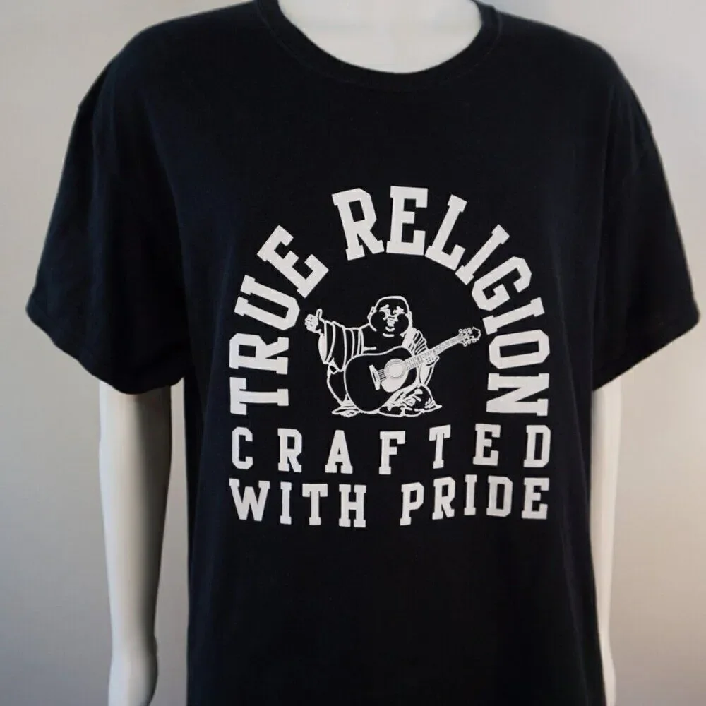 True Religion Crafted With Pride Mens T-shirt XL TR Arch Black Crewneck Cotton